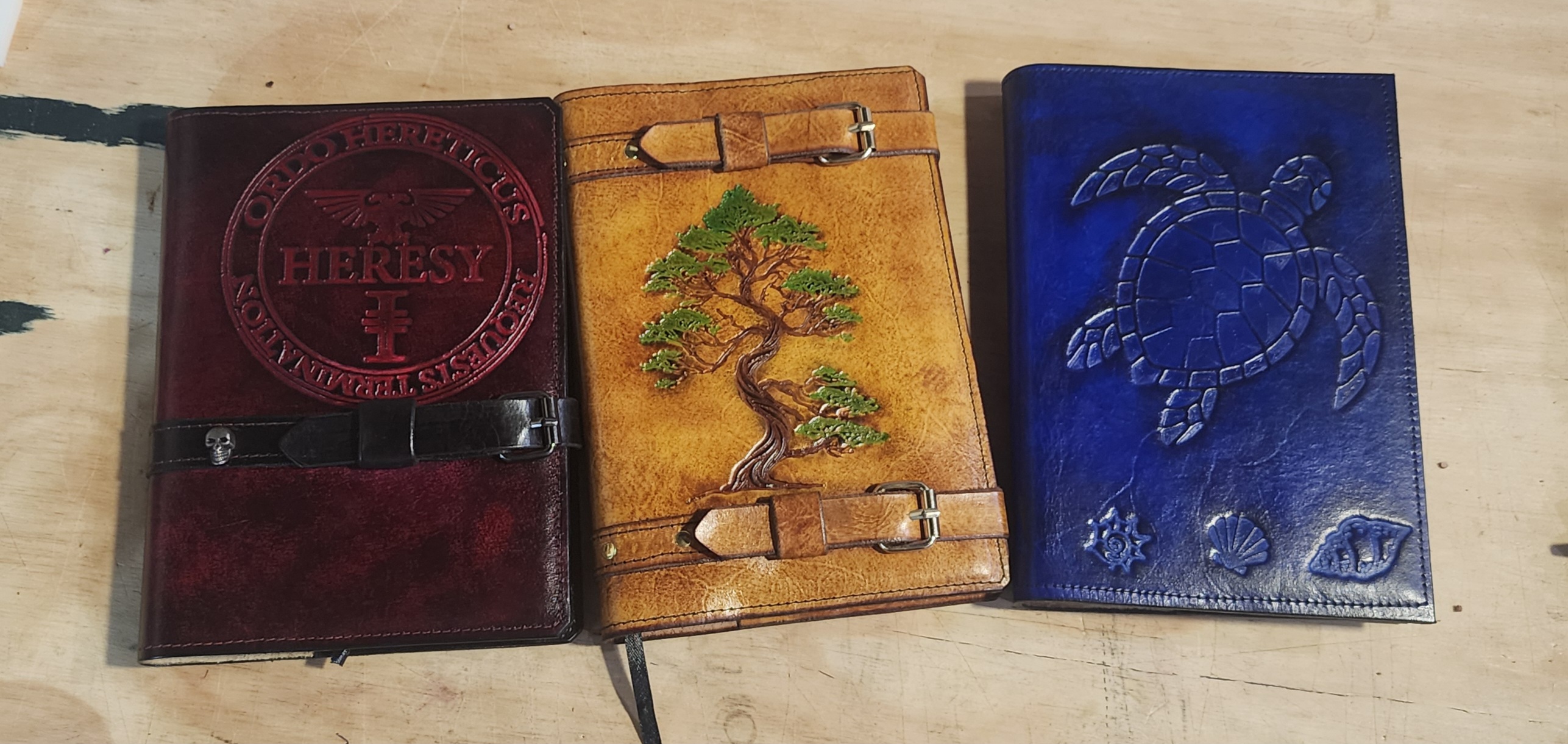 Finished Horizon Creations journals grouped together